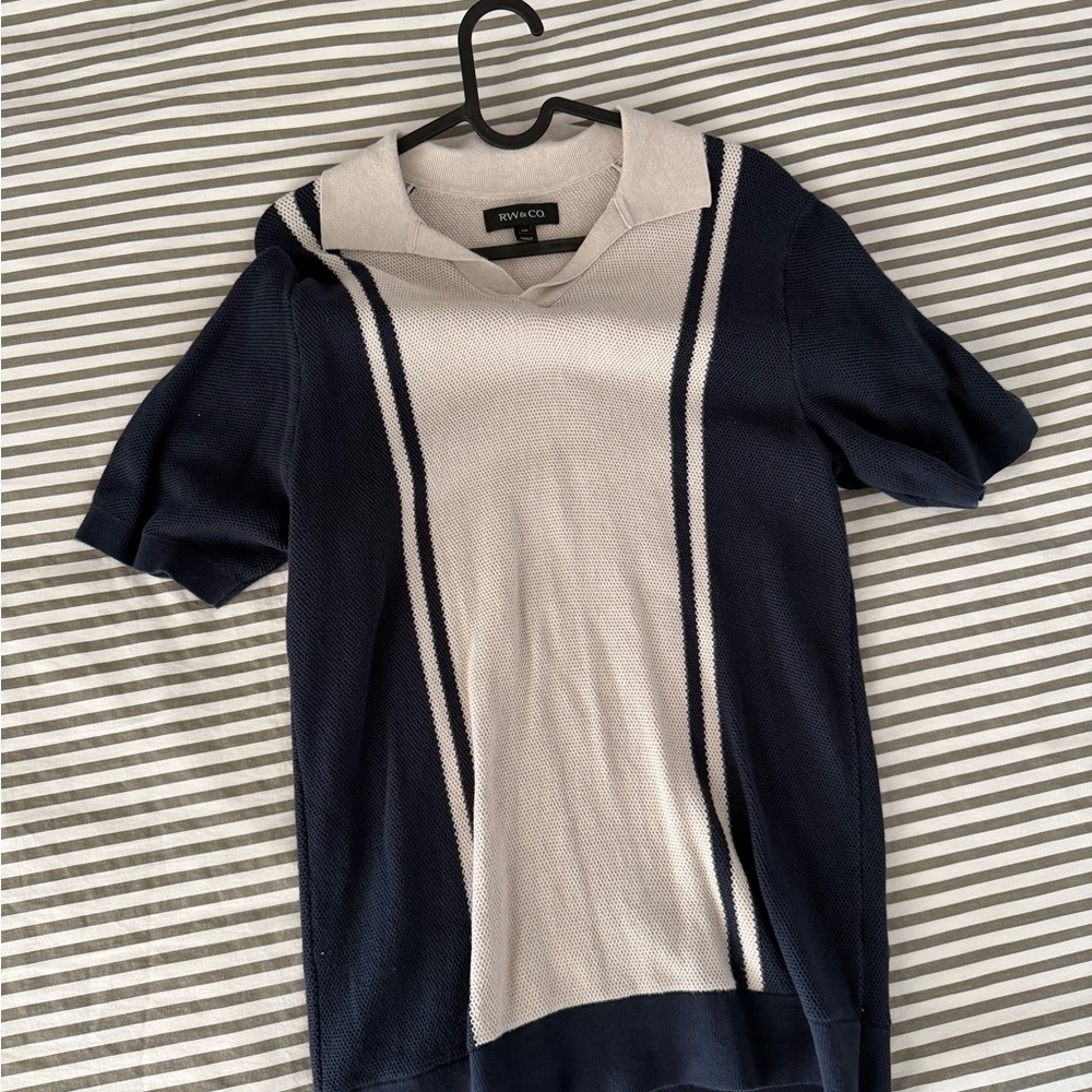 RW&CO. Men's Collar Shirt in Navy and Cream